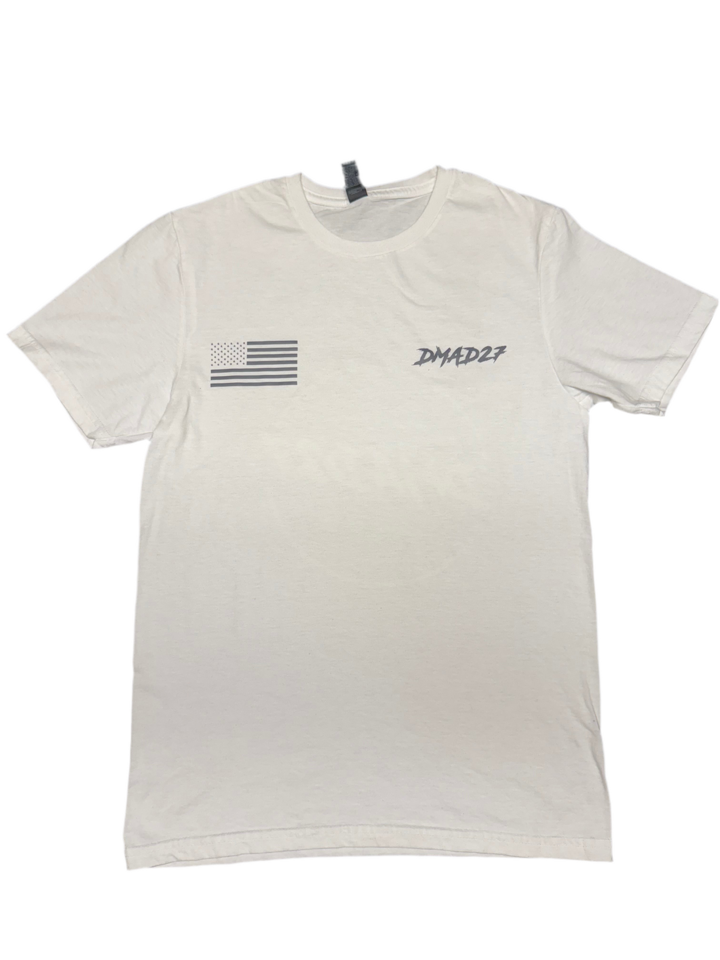 White DMAD27 Circle/American Flag Shirt